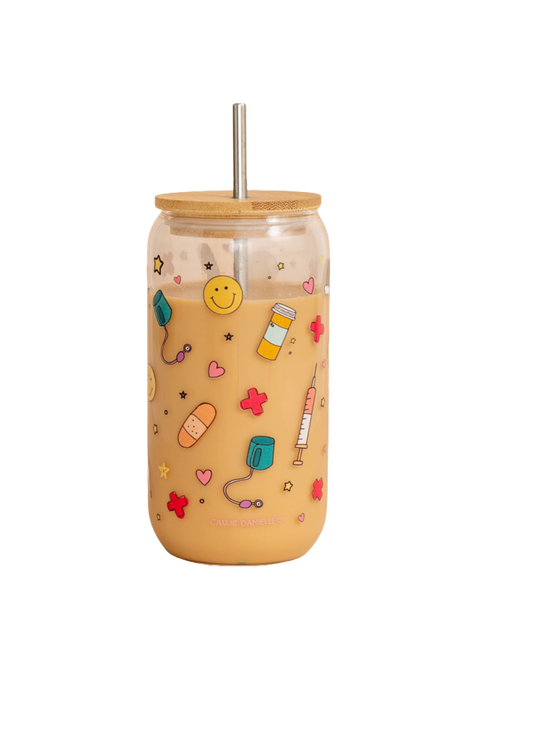 Healthcare Icons Glass Can - DJW Custom Baskets & Beyond