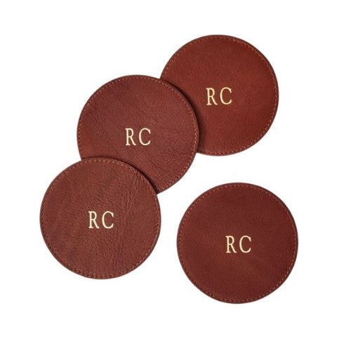 Mark & Graham Leather Coasters, Set of 4 - DJW Custom Baskets & Beyond