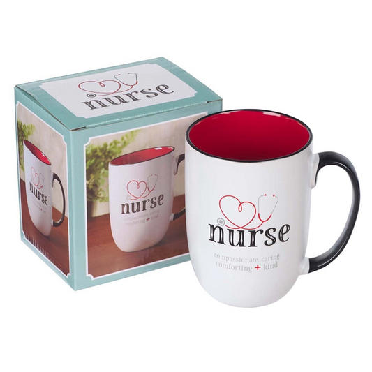 Mug White/Red Stethoscope Nurse - DJW Custom Baskets & Beyond