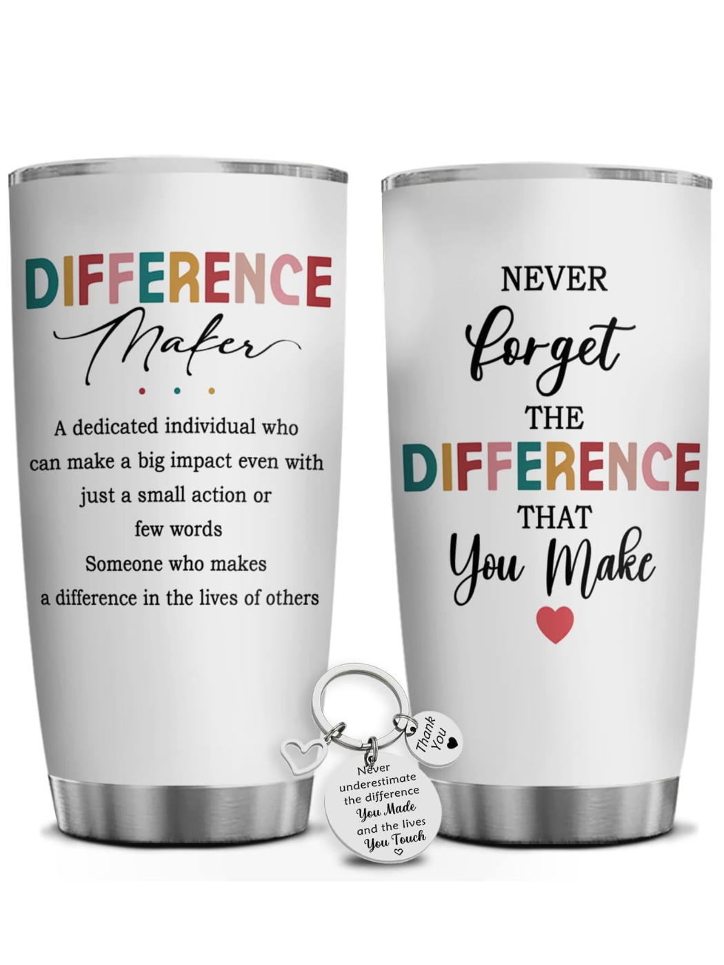 “Difference Maker” 20 oz Tumbler & Key Ring Gift Set - DJW Custom Baskets & Beyond