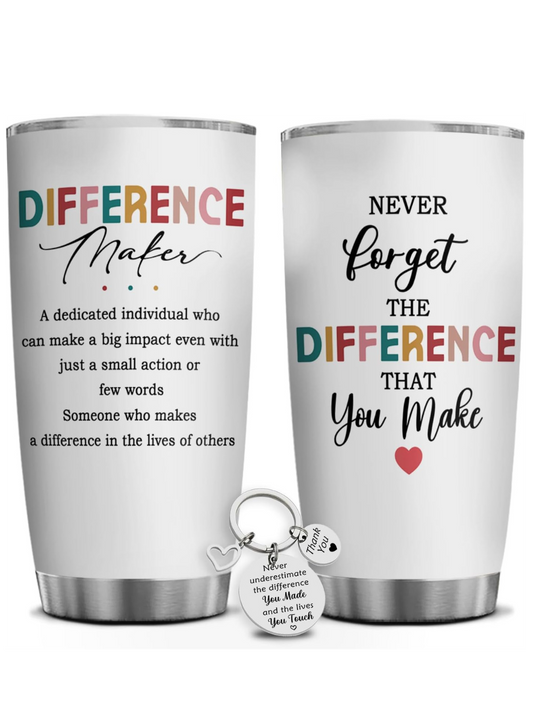 “Difference Maker” 20 oz Tumbler & Key Ring Gift Set - DJW Custom Baskets & Beyond