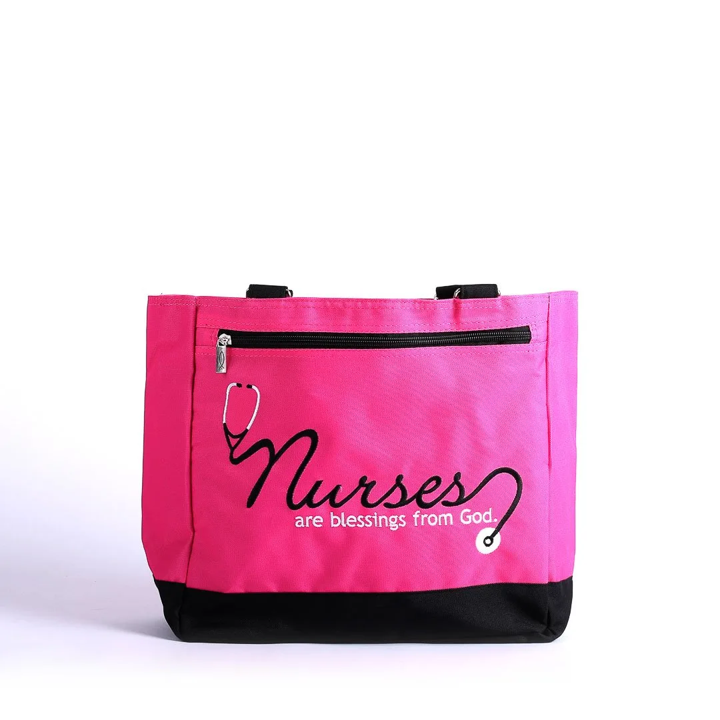 Tote - Nurses Are Blessings - Magenta - DJW Custom Baskets & Beyond