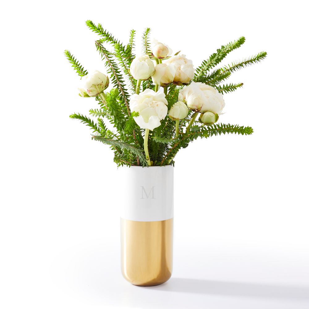 Mark & Graham Dipped Gold and White Vase - DJW Custom Baskets & Beyond
