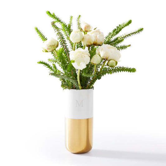 Mark & Graham Dipped Gold and White Vase - DJW Custom Baskets & Beyond