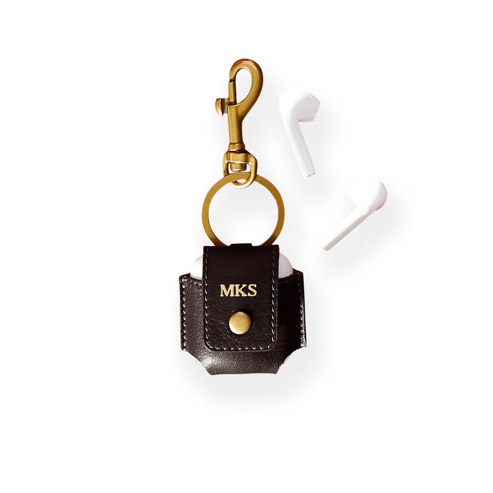 Keychain With Leather Case For AirPods - Stylish Protection on the Go - DJW Custom Baskets & Beyond