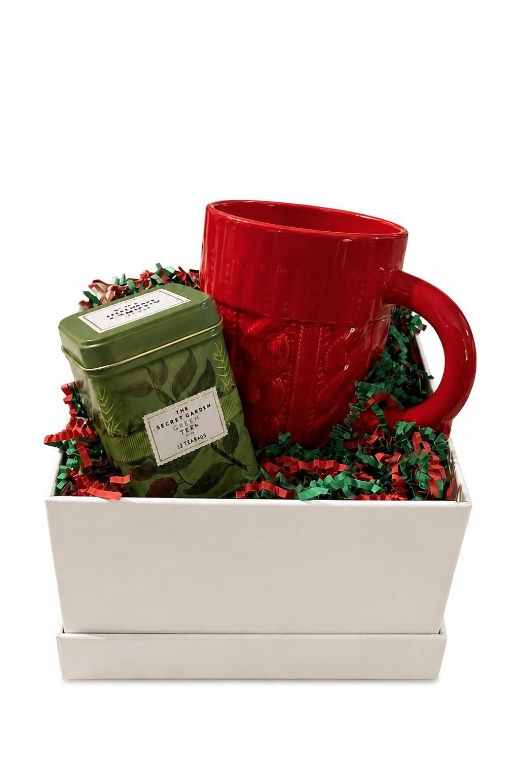 Cozy Tea Gift Set with Red Mug & Green Tea