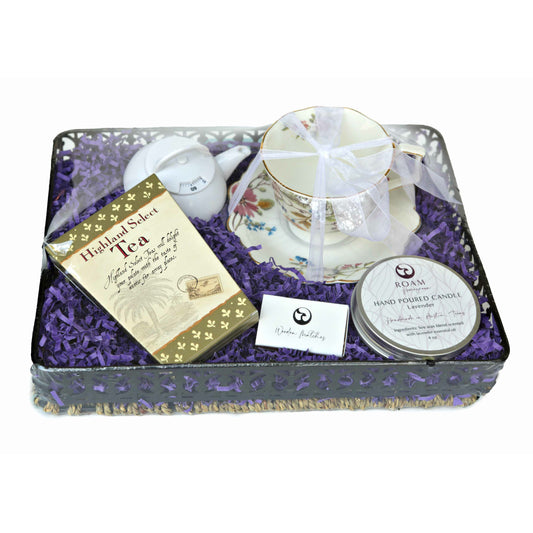 Elegant Tea Time Tray Gift for Mom - DJW Custom Baskets & Beyond
