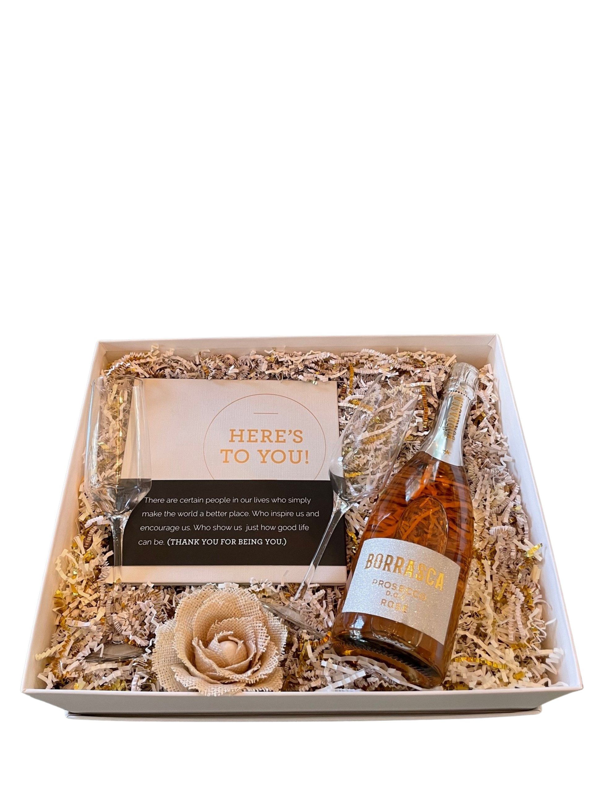 Here’s To You Borrasca Prosecco Gift Box - DJW Custom Baskets & Beyond
