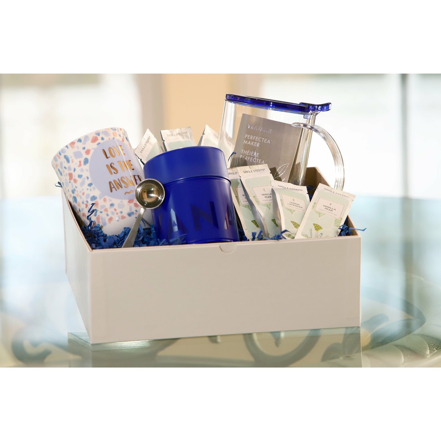 Custom Love Is the Answer TEAVANA Gift Box - DJW Custom Baskets & Beyond