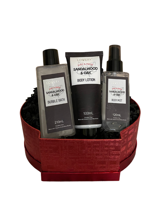 Men's Sandalwood Oak - 3 piece Body Care Gift Box - DJW Custom Baskets & Beyond