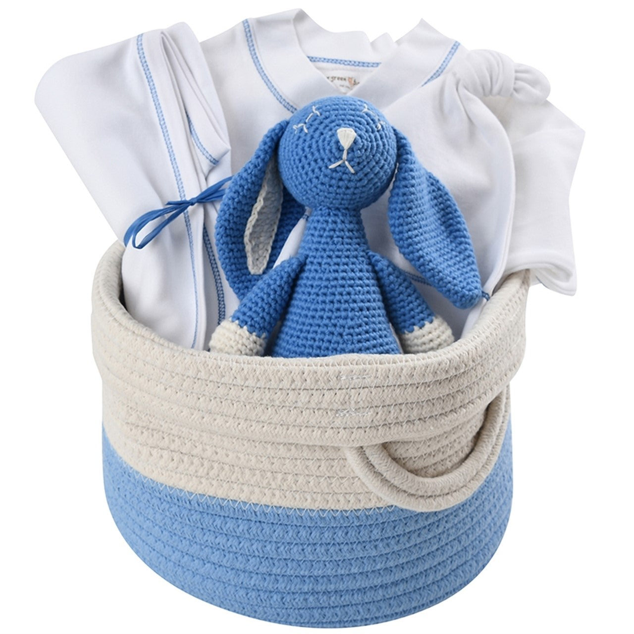 Baby Gift Baskets - Organic Blue - DJW Custom Baskets & Beyond