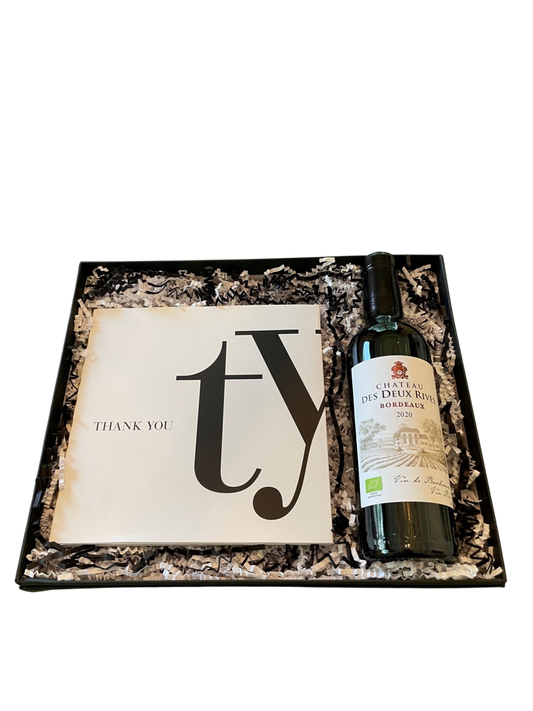 Thank you Gift Box with Wine - DJW Custom Baskets & Beyond