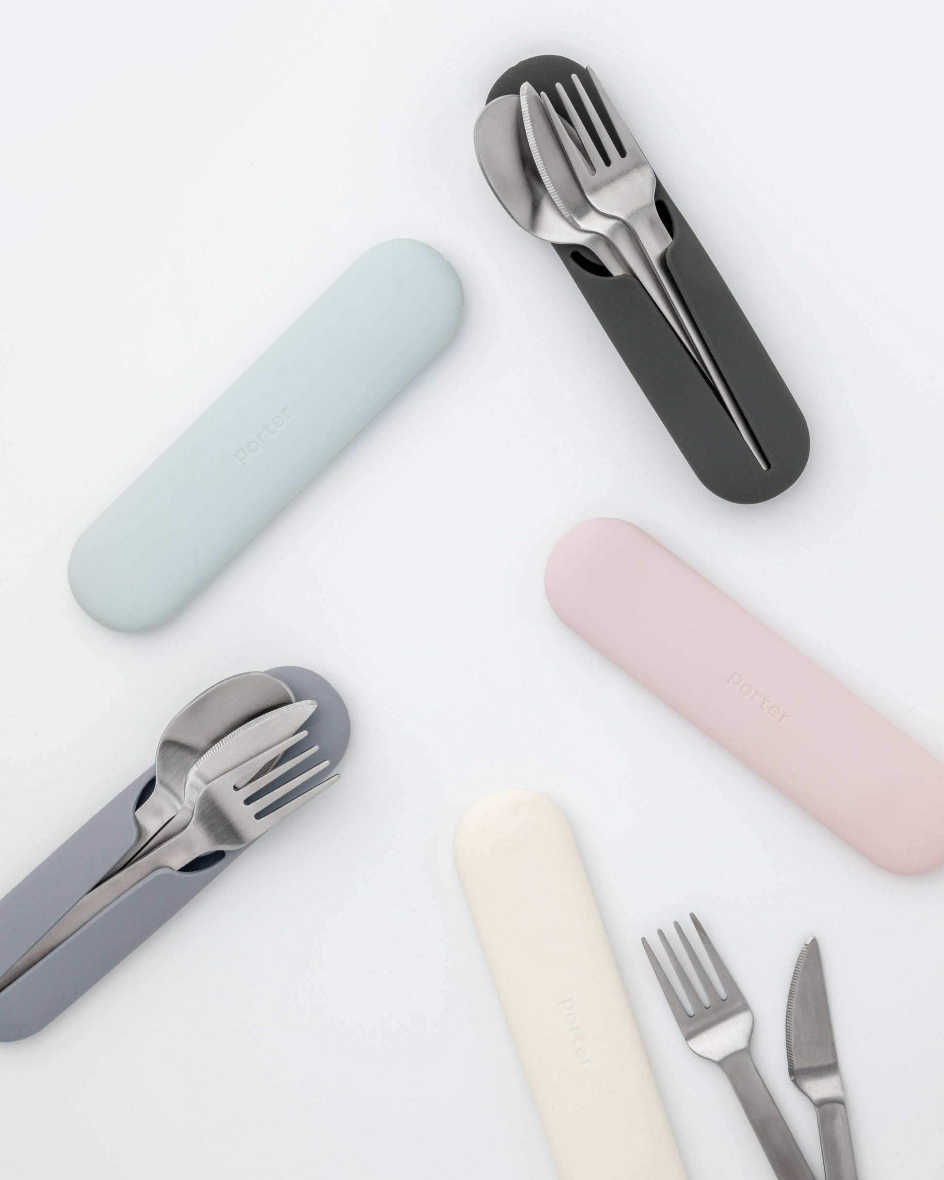 Stainless Steel Utensils Set in Silicone Carry Case - DJW Custom Baskets & Beyond