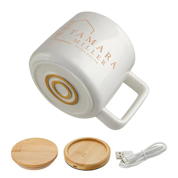 Add Your Logo: Cozy Morning Bamboo Mug & Warmer Set