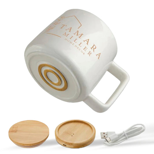 Add Your Logo: Cozy Morning Bamboo Mug & Warmer Set