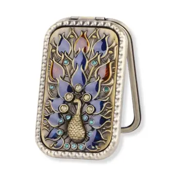 Peacock Crystal Compact Mirror
