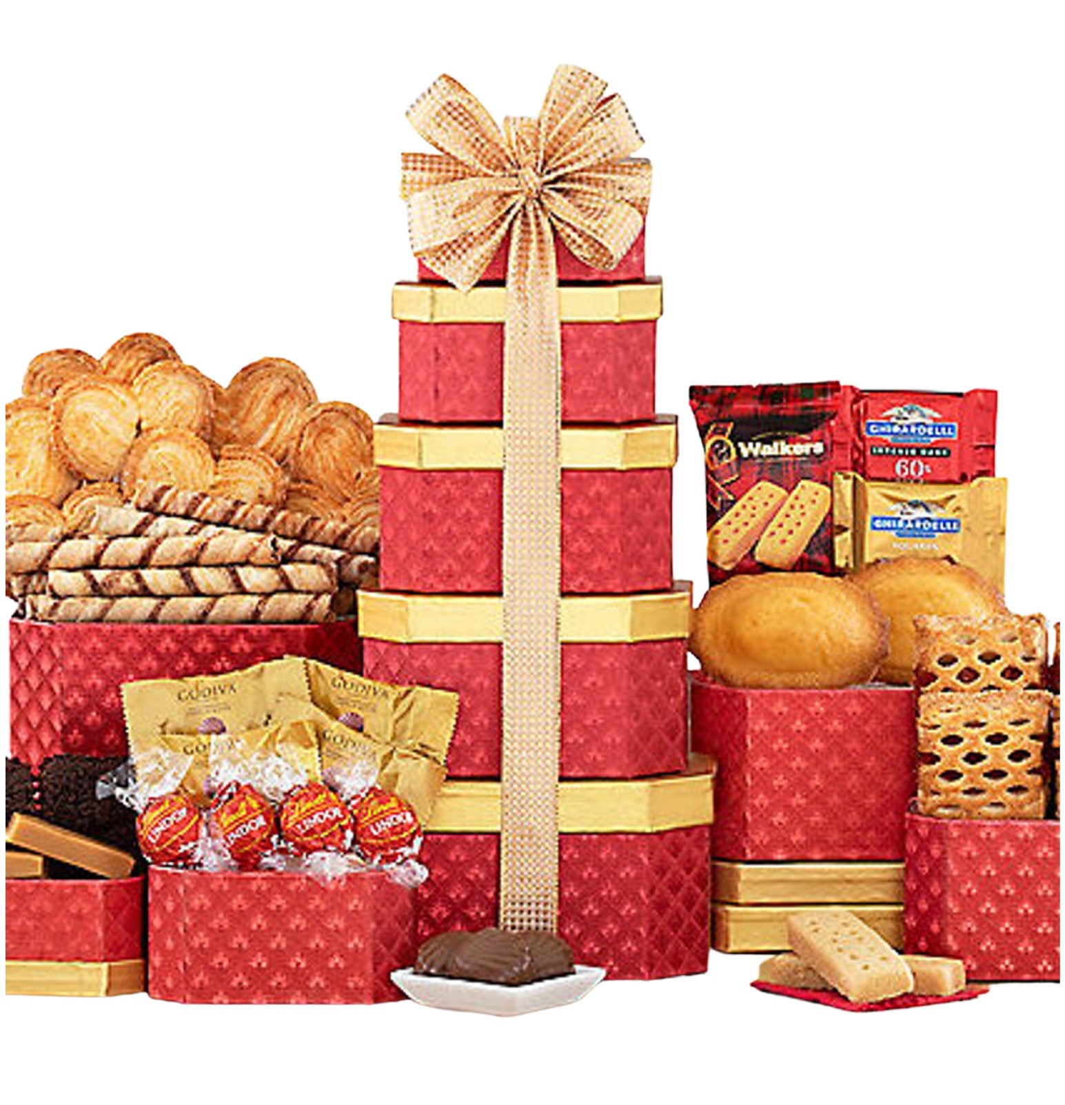 Gourmet Chocolate & Sweets Holiday Gift Tower - DJW Custom Baskets & Beyond