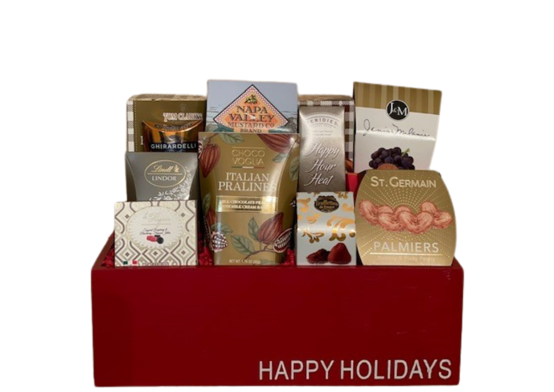 Happy Holidays Gourmet Gift Box - DJW Custom Baskets & Beyond