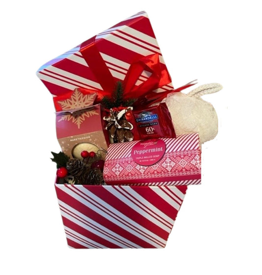 Peppermint Soap and Bath Bomb Holiday Gift Box - DJW Custom Baskets & Beyond