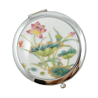 Porcelain Compact Mirror – Lotus