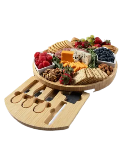 Two Drawer Bamboo Charcuterie Board Set