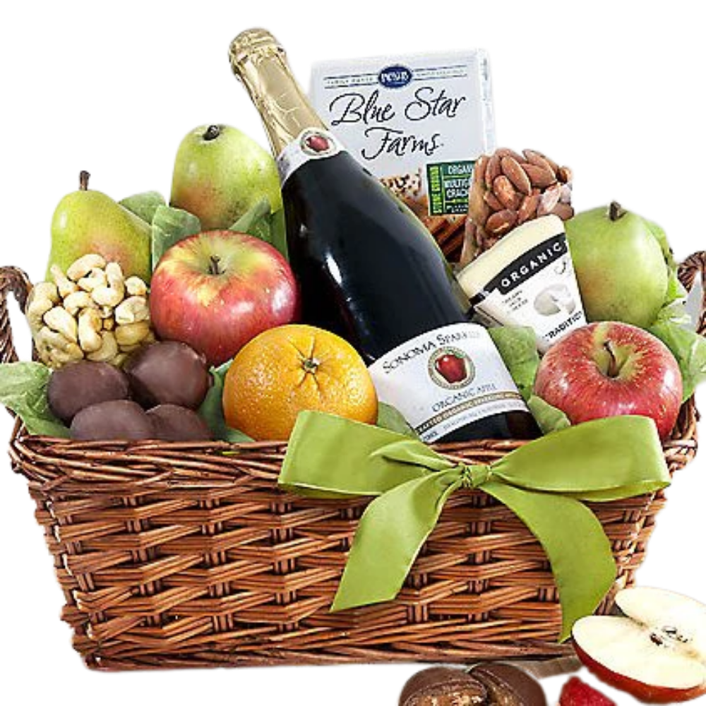Organic Flair: Fruit & Cheese Gift Basket - DJW Custom Baskets & Beyond