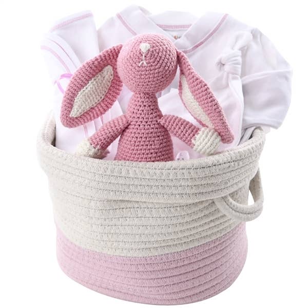 Organic Baby Gift Basket - Signature Pink Girl - DJW Custom Baskets & Beyond