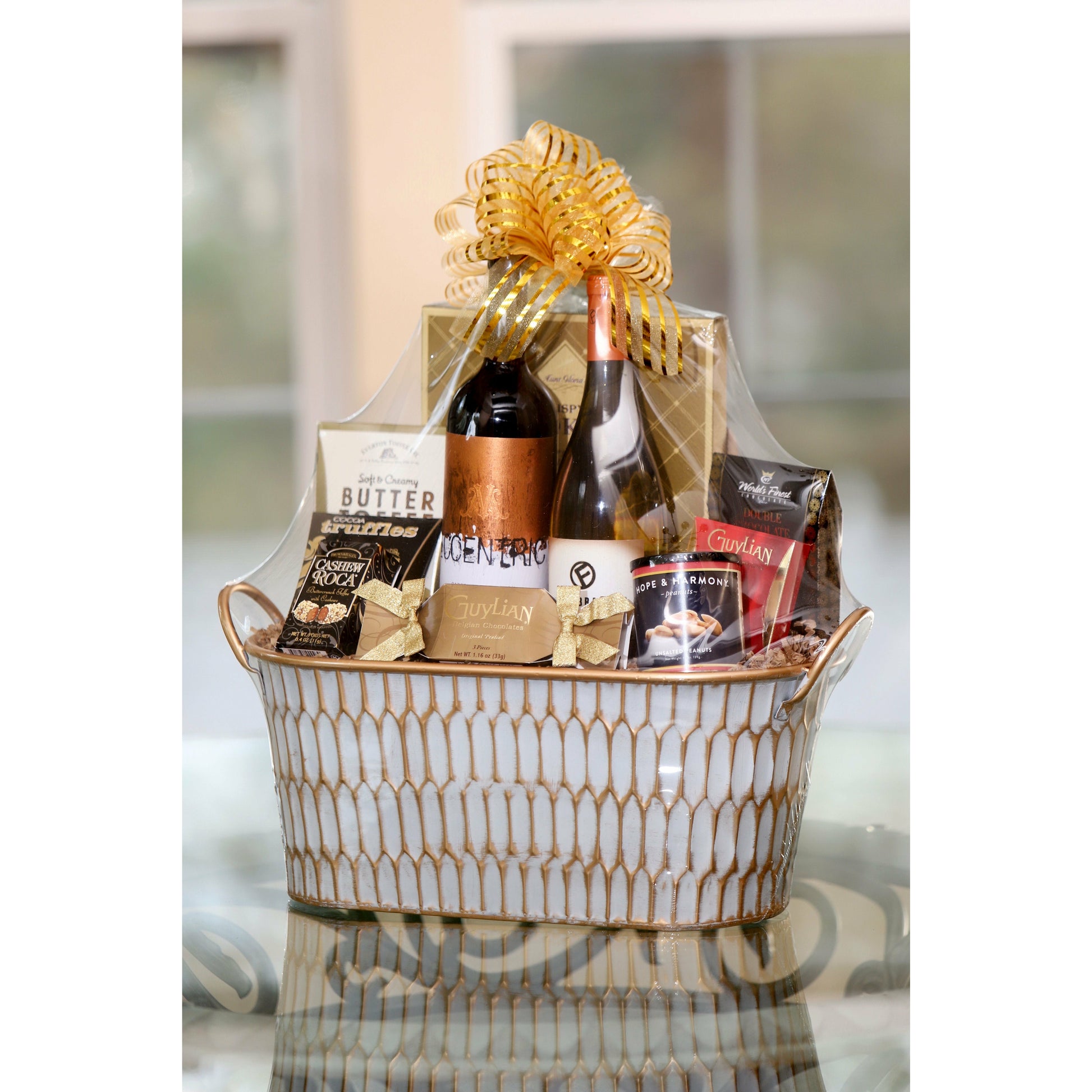 Custom Gourmet Snacks & Wine Gift Basket - DJW Custom Baskets & Beyond