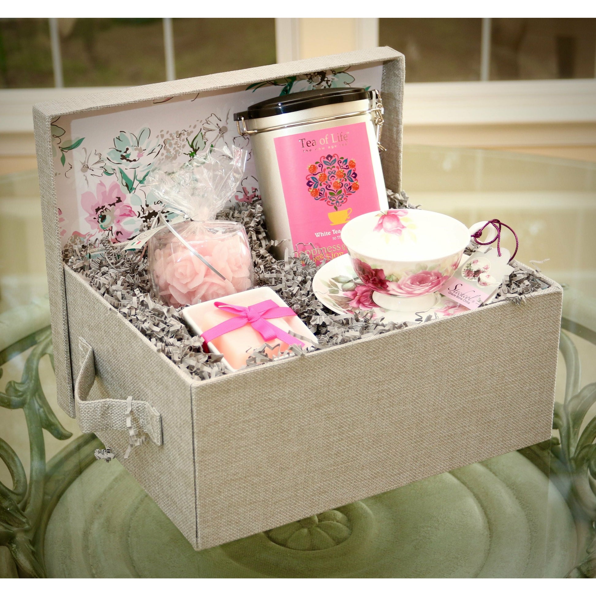 Custom Elegant Tea Party Gift Box - DJW Custom Baskets & Beyond