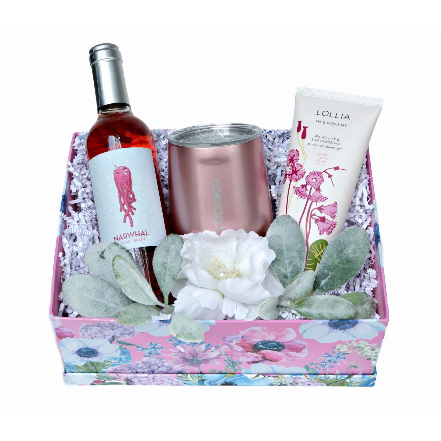 Narwhal Wine & Lollia Moment Water Lilly & Sun Bloosoms Shower Gel  Gift Set - DJW Custom Baskets & Beyond