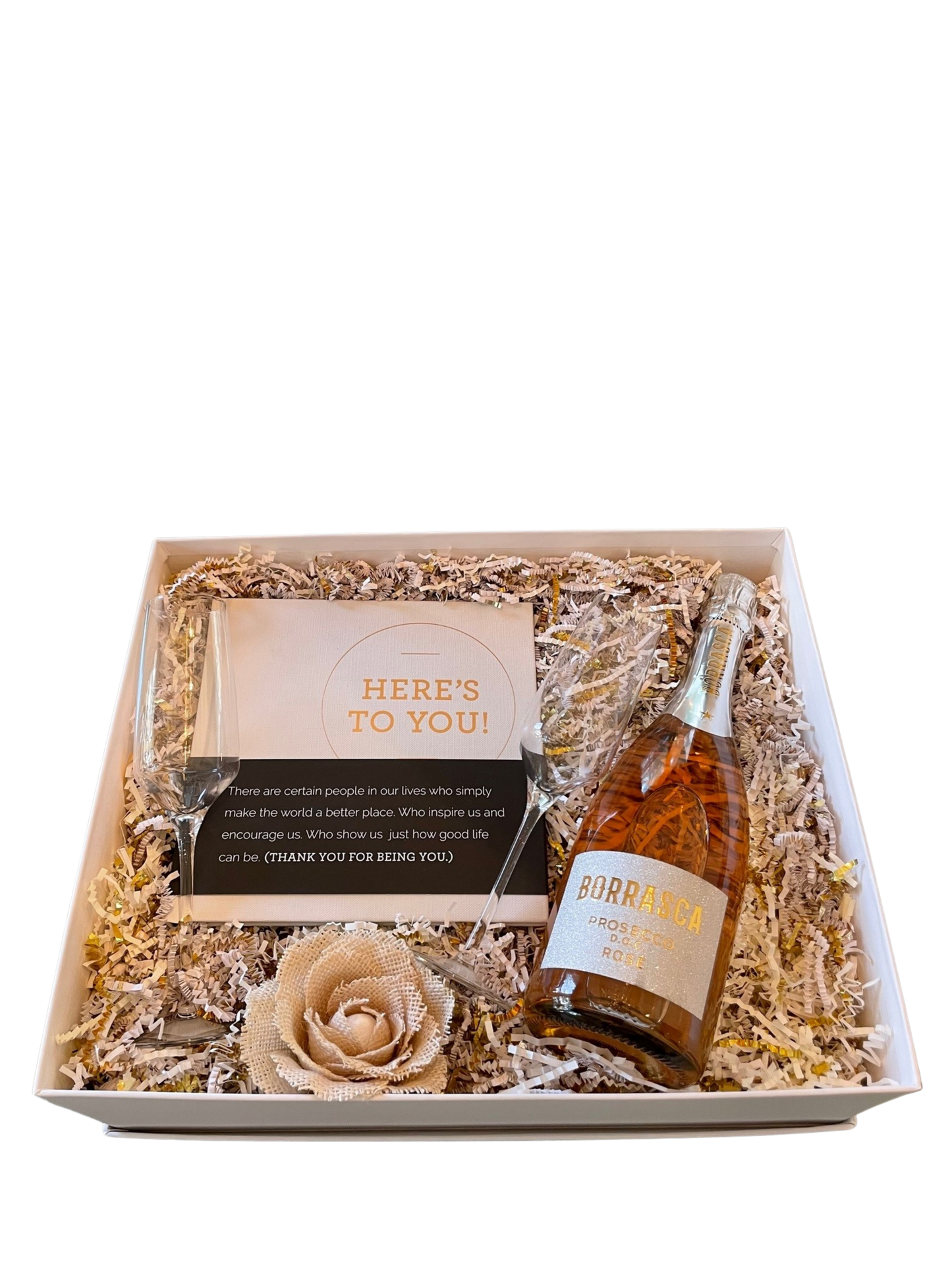 Here’s To You Borrasca Prosecco Gift Box - DJW Custom Baskets & Beyond