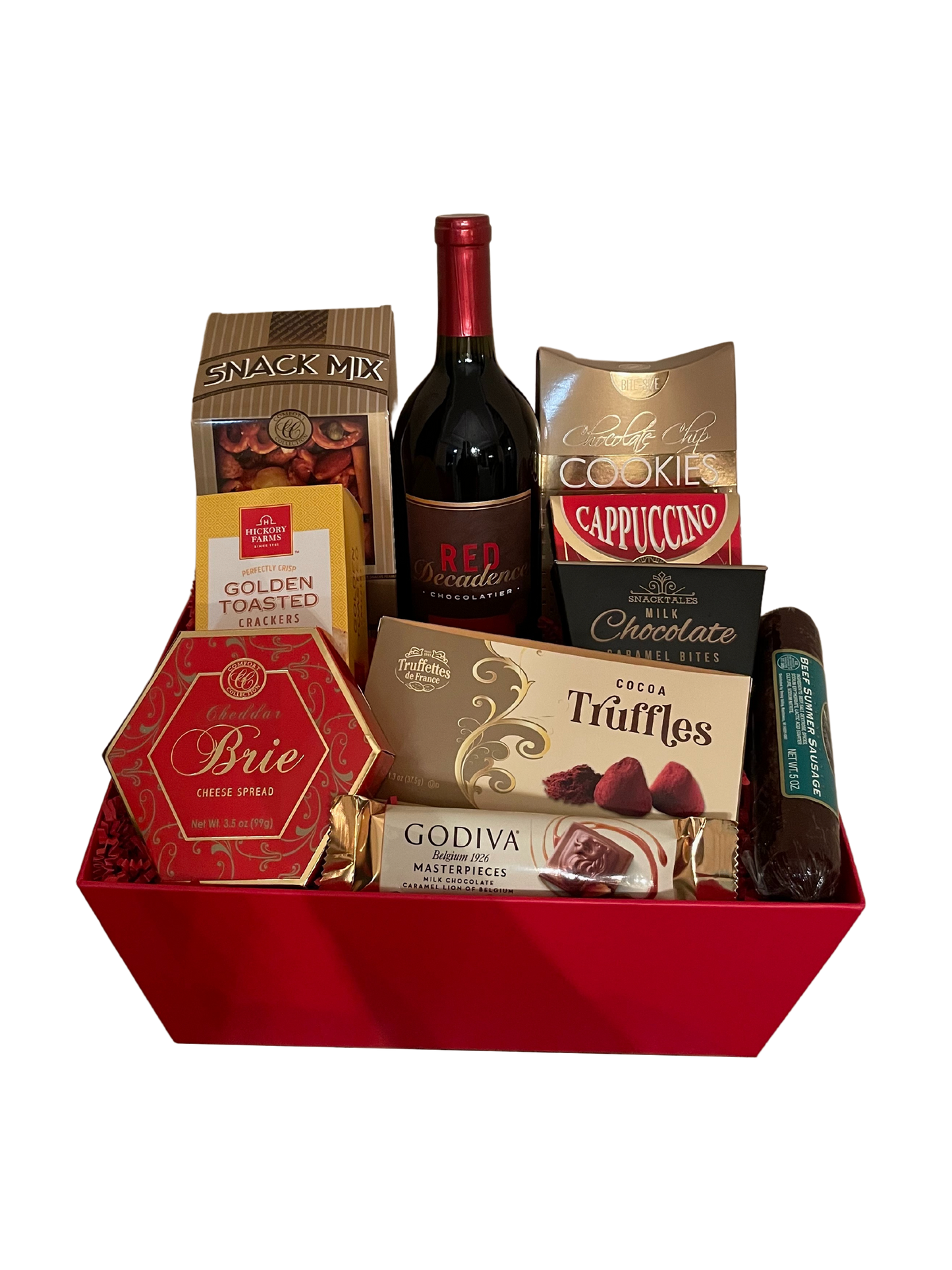 Gourmet Snacks & Chocolate Wine Gift Basket - DJW Custom Baskets & Beyond