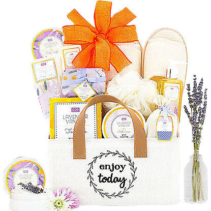 Enjoy Today: Lavender Vanilla Spa Gift Basket - DJW Custom Baskets & Beyond