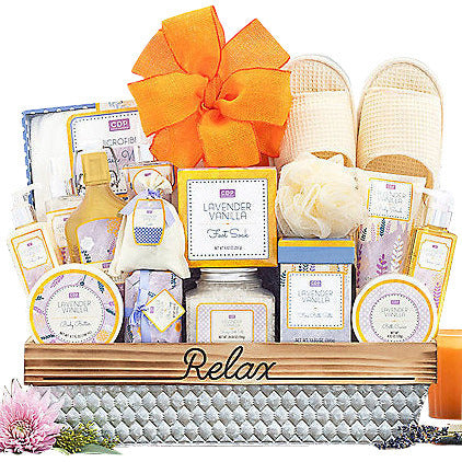 Relax: Lavender Vanilla Spa Gift Basket - DJW Custom Baskets & Beyond